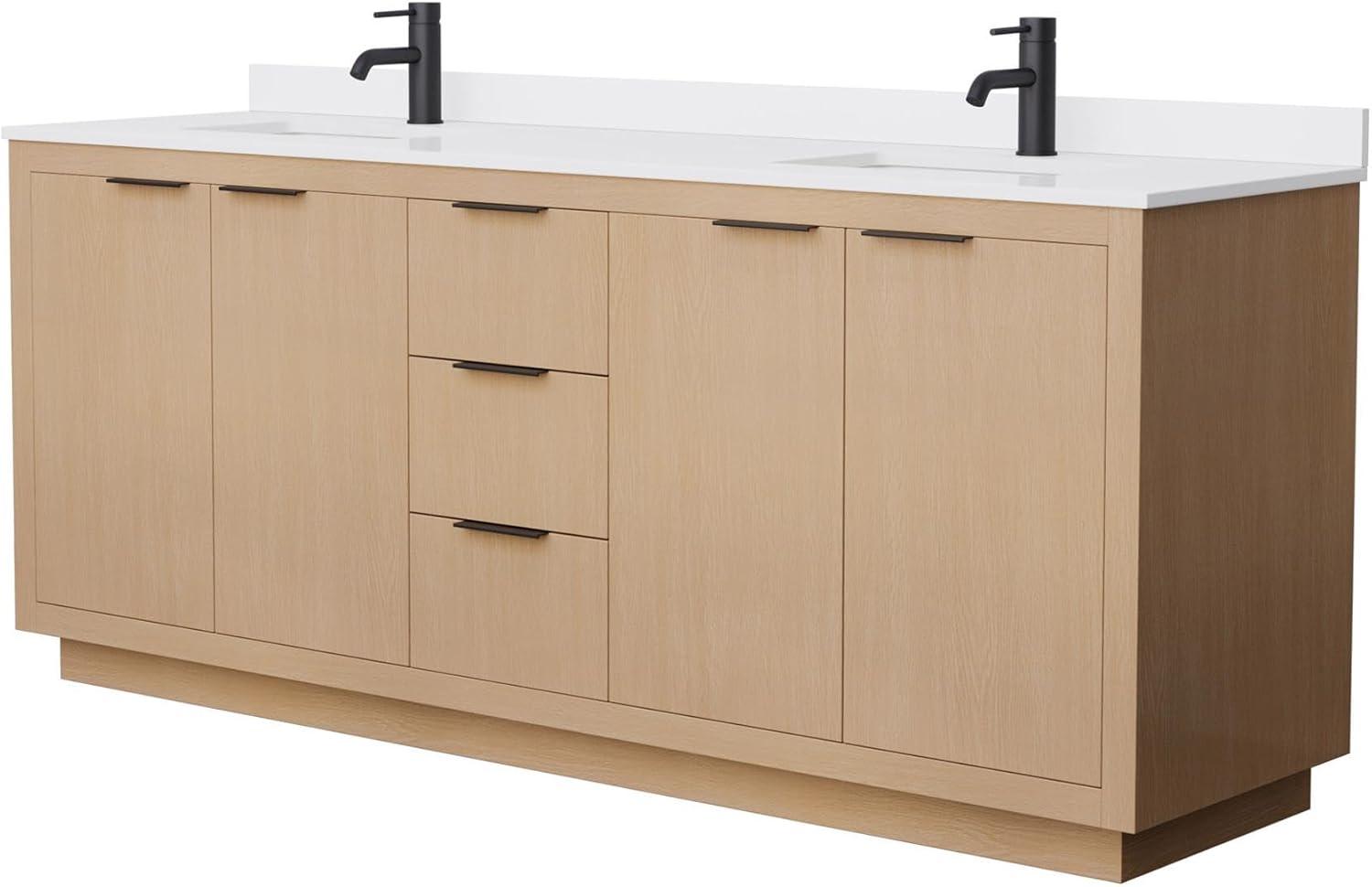 Wyndham Collection Maroni 80'' Double Bathroom Vanity with Marble Top