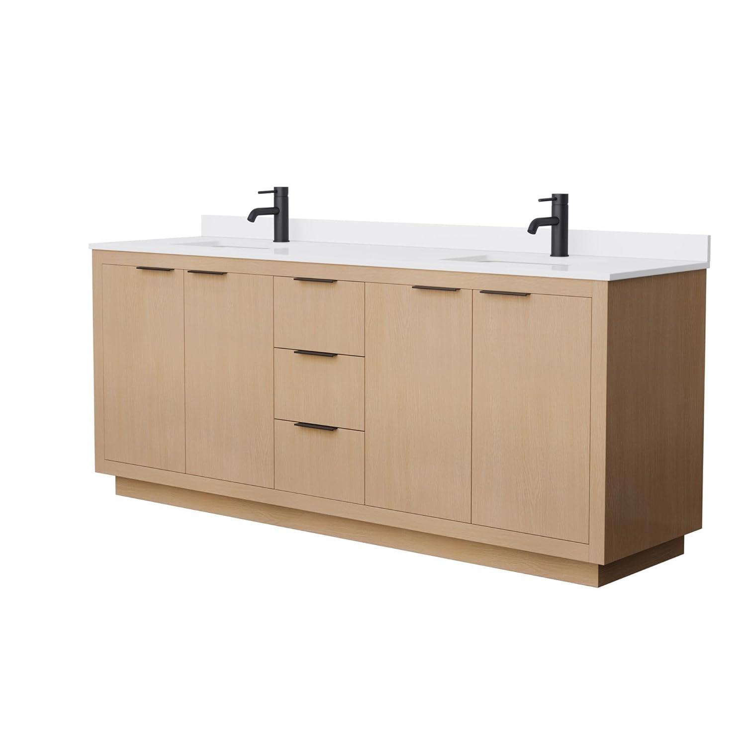 Wyndham Collection Maroni 80'' Double Bathroom Vanity with Marble Top