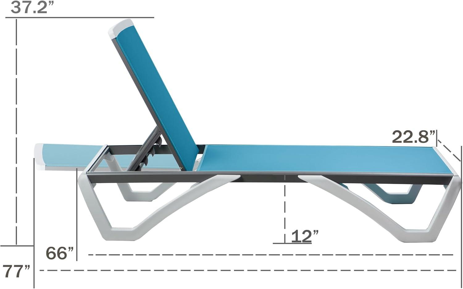 Yaiza Patio Chaise Lounge Chair - Full Flat Alumium & Resin Leg Outdoor Reclining Adjustable Chair