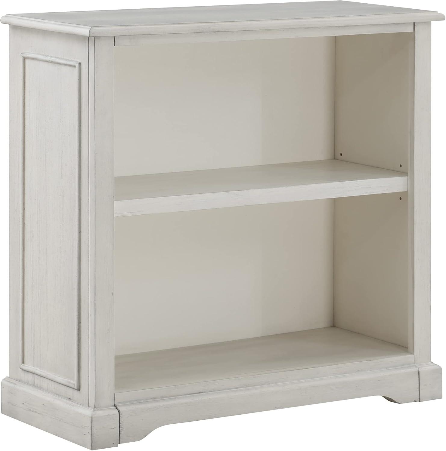 Antique White Solid Wood Classic 2-Shelf Bookcase