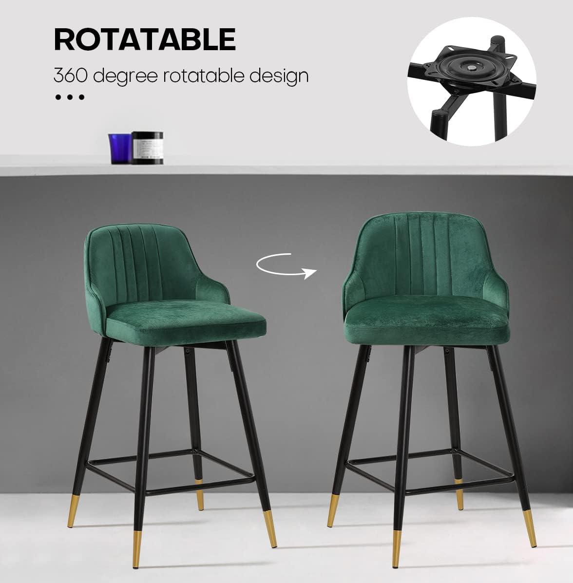 Swivel Velvet Upholstered Counter & Bar Stool (Set of 2)
