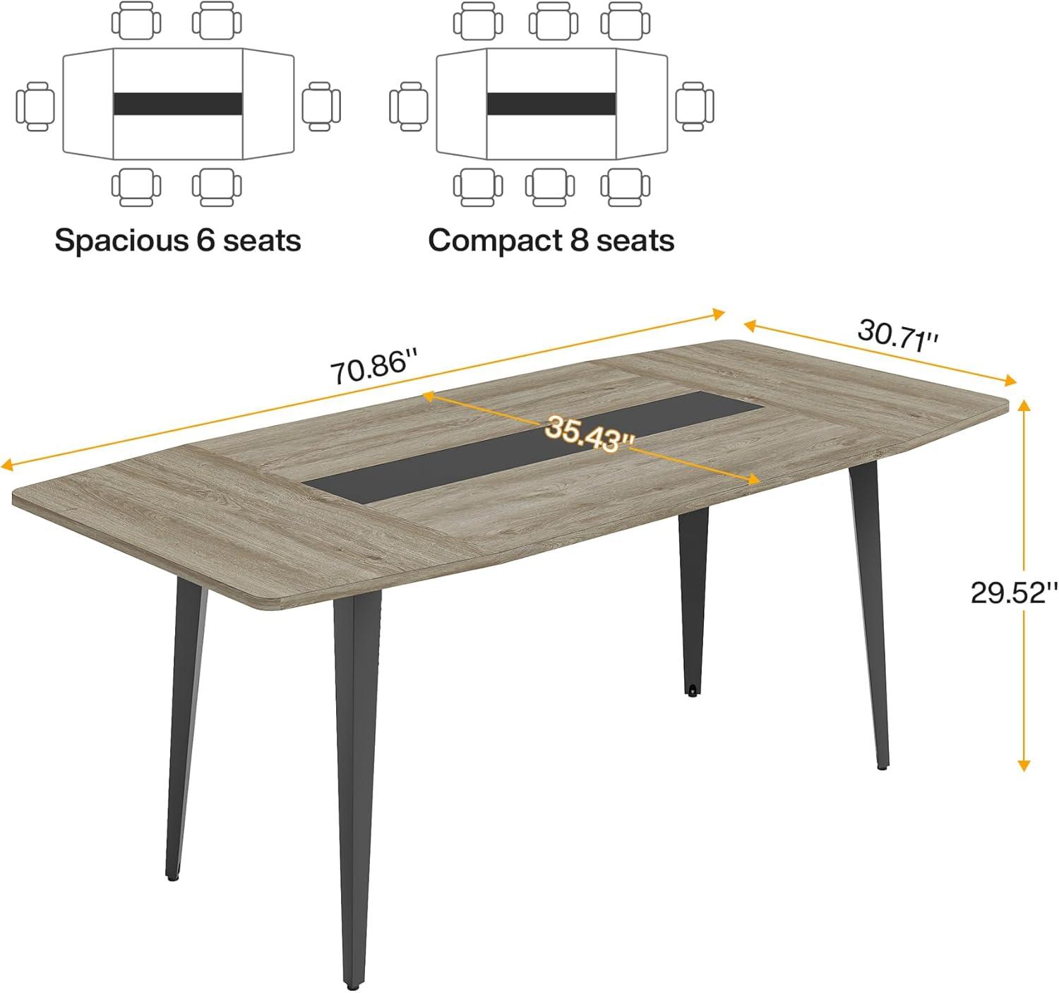 Tribesigns 6FT Conference Table, 70.86 Inches Boat Shaped Meeting Table, Modern Seminar Table for Office Meeting Room