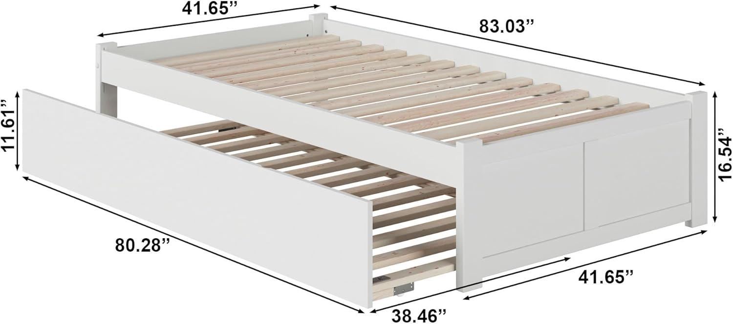 Concord Twin Extra Long Bed with Footboard and Twin Extra Long Trundle in White