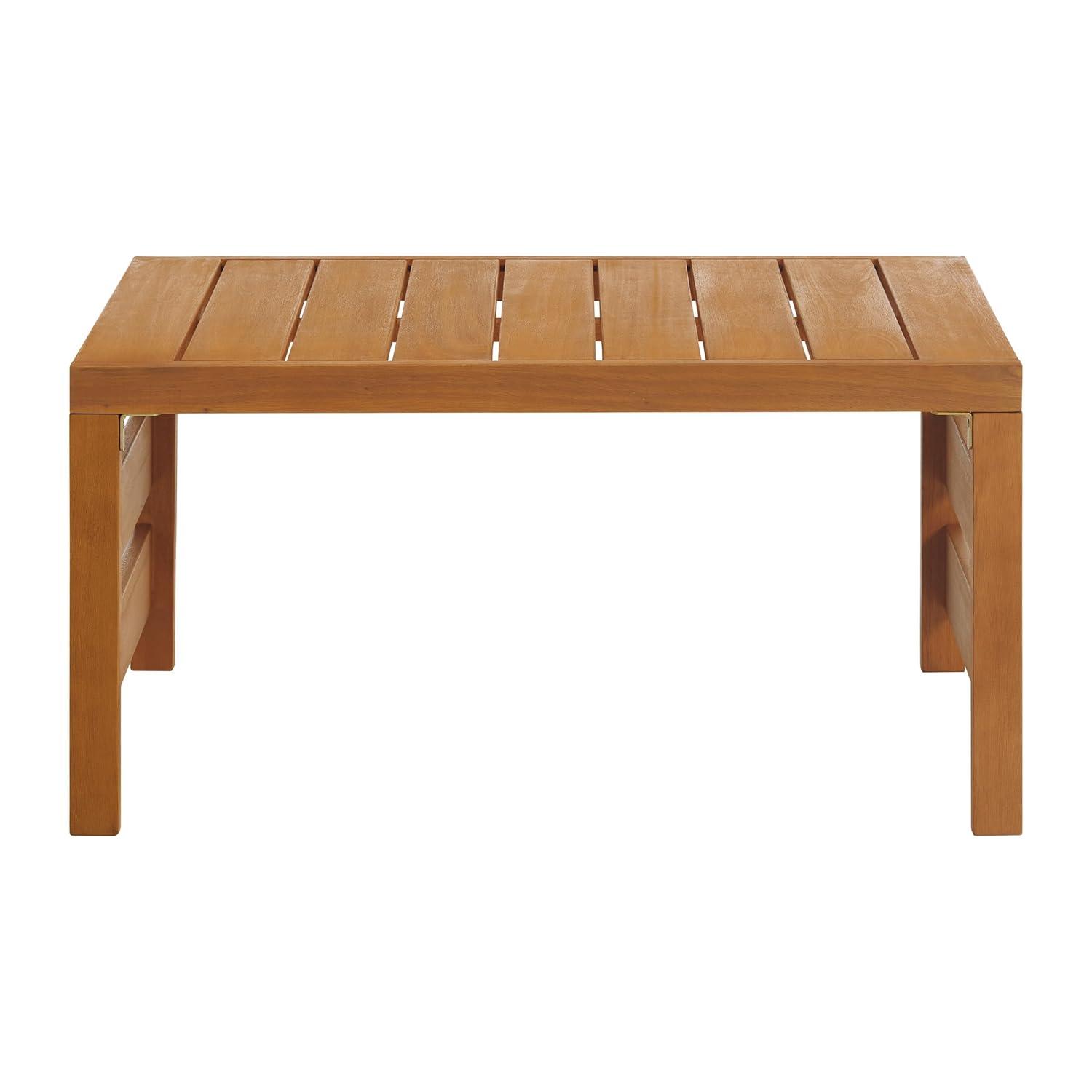 Alaterre Furniture Barton Eucalyptus Wood Outdoor Slotted Coffee Table Brown