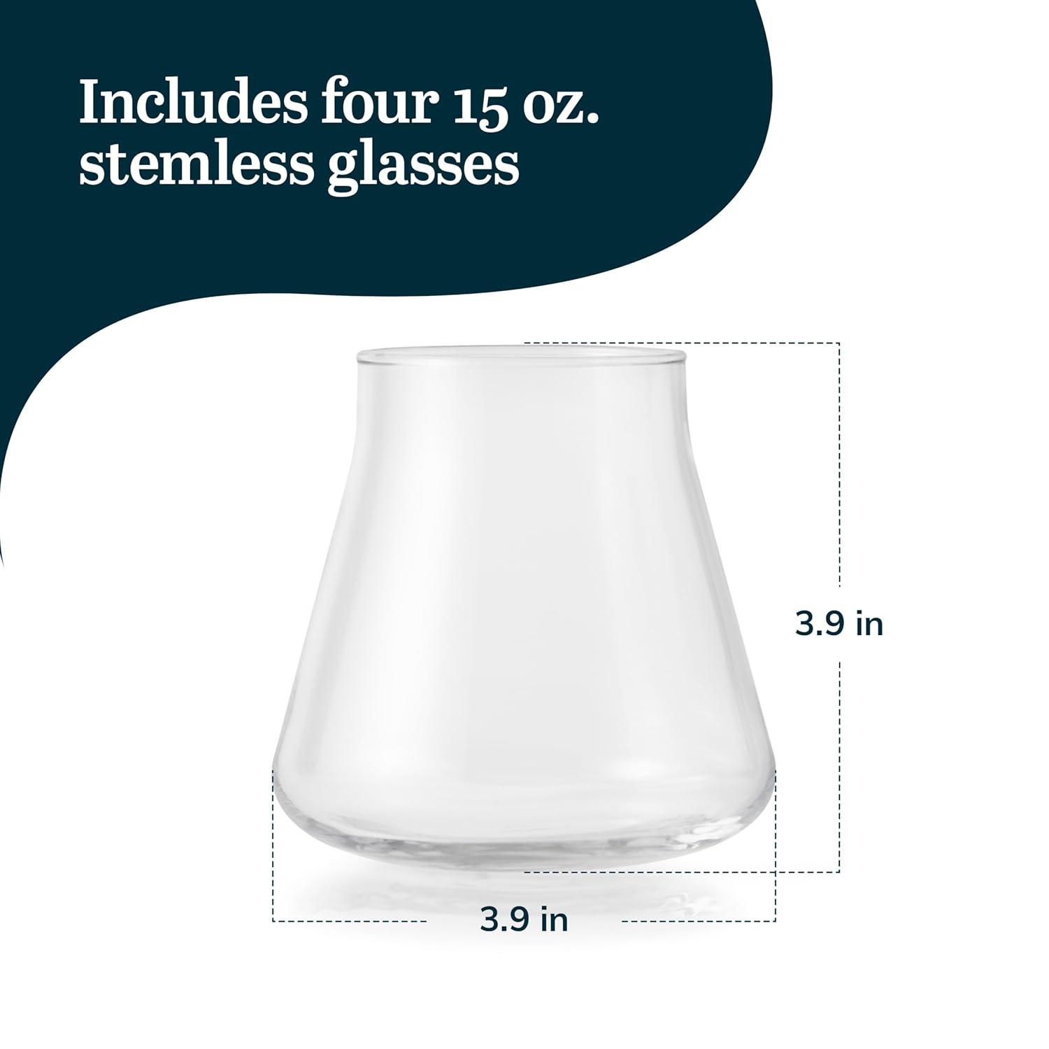 Libbey Libbey Magnitude Stemless Wine Glasses, 15-Ounce, Set Of 4 (Set of 4)