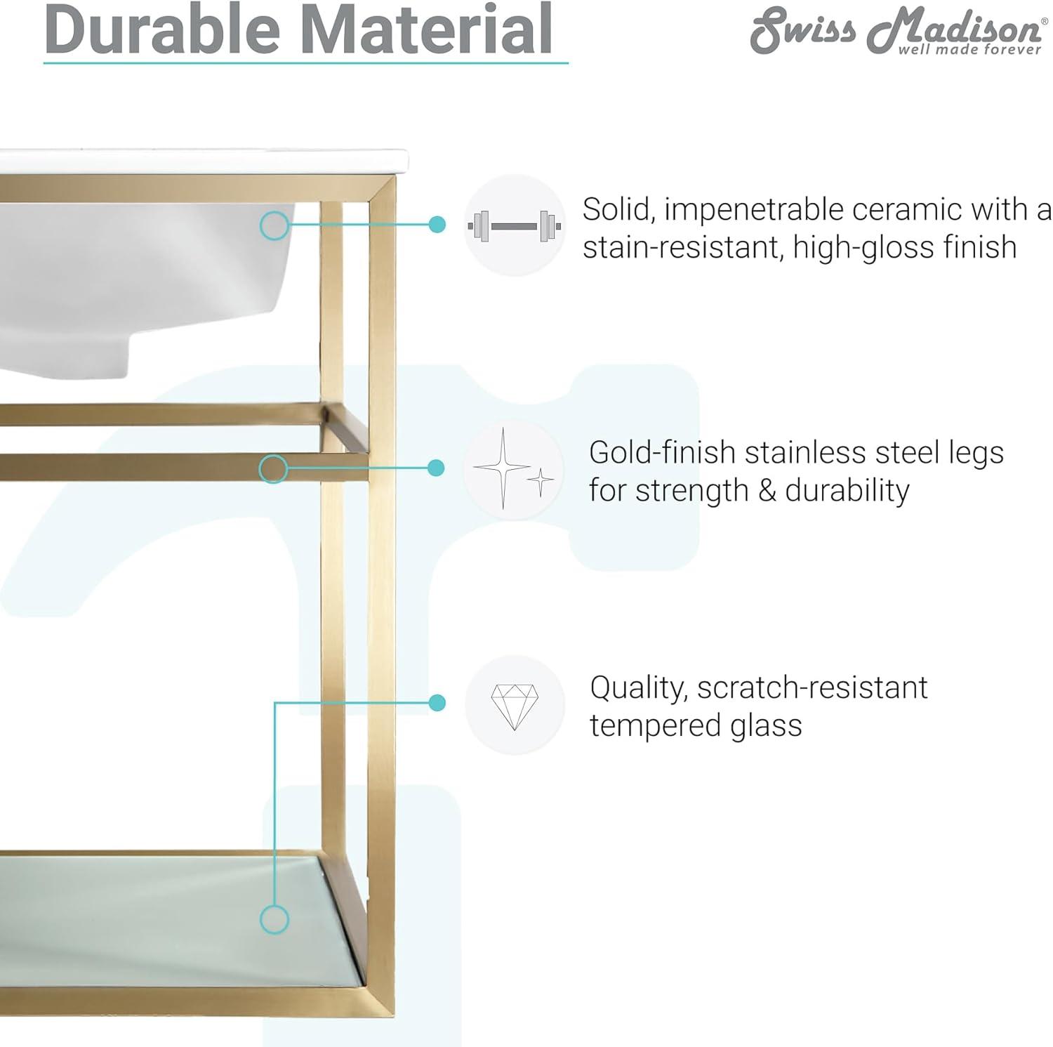 Pierre 30 Single, Open Shelf, Metal Frame Bathroom Vanity