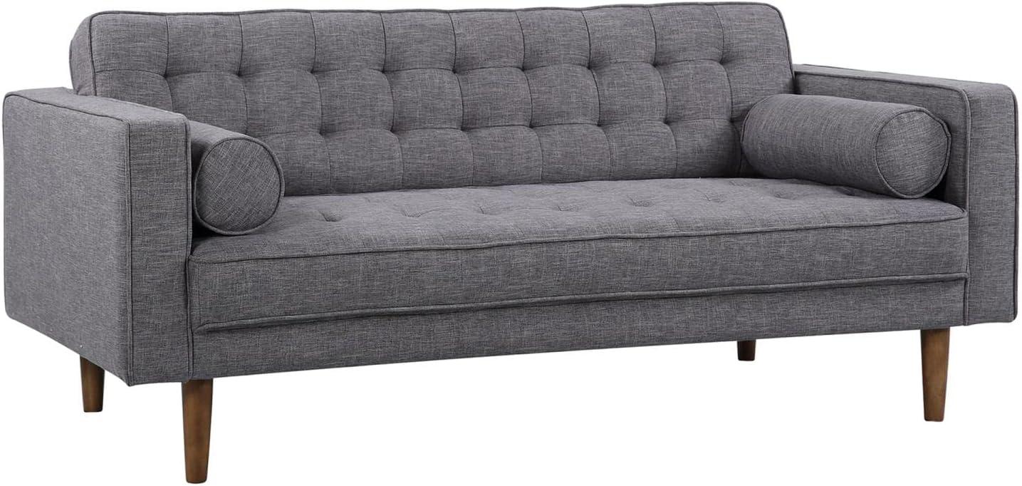 Element Dark Gray Linen Tufted Loveseat with Walnut Wood Legs