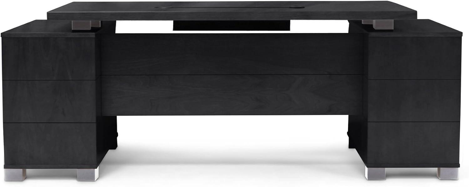 ZURI 79" Modern Ford Executive Desk with Filing Cabinets - Black