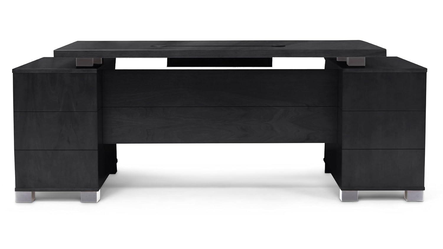 ZURI 79" Modern Ford Executive Desk with Filing Cabinets - Black