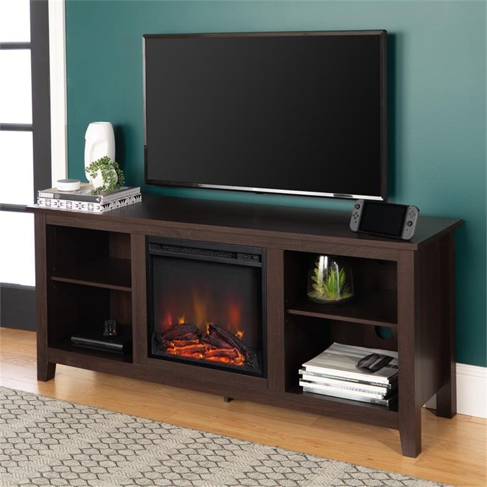 Walker Edison Traditional Fireplace TV Stand for TVs Up to 64" - Black