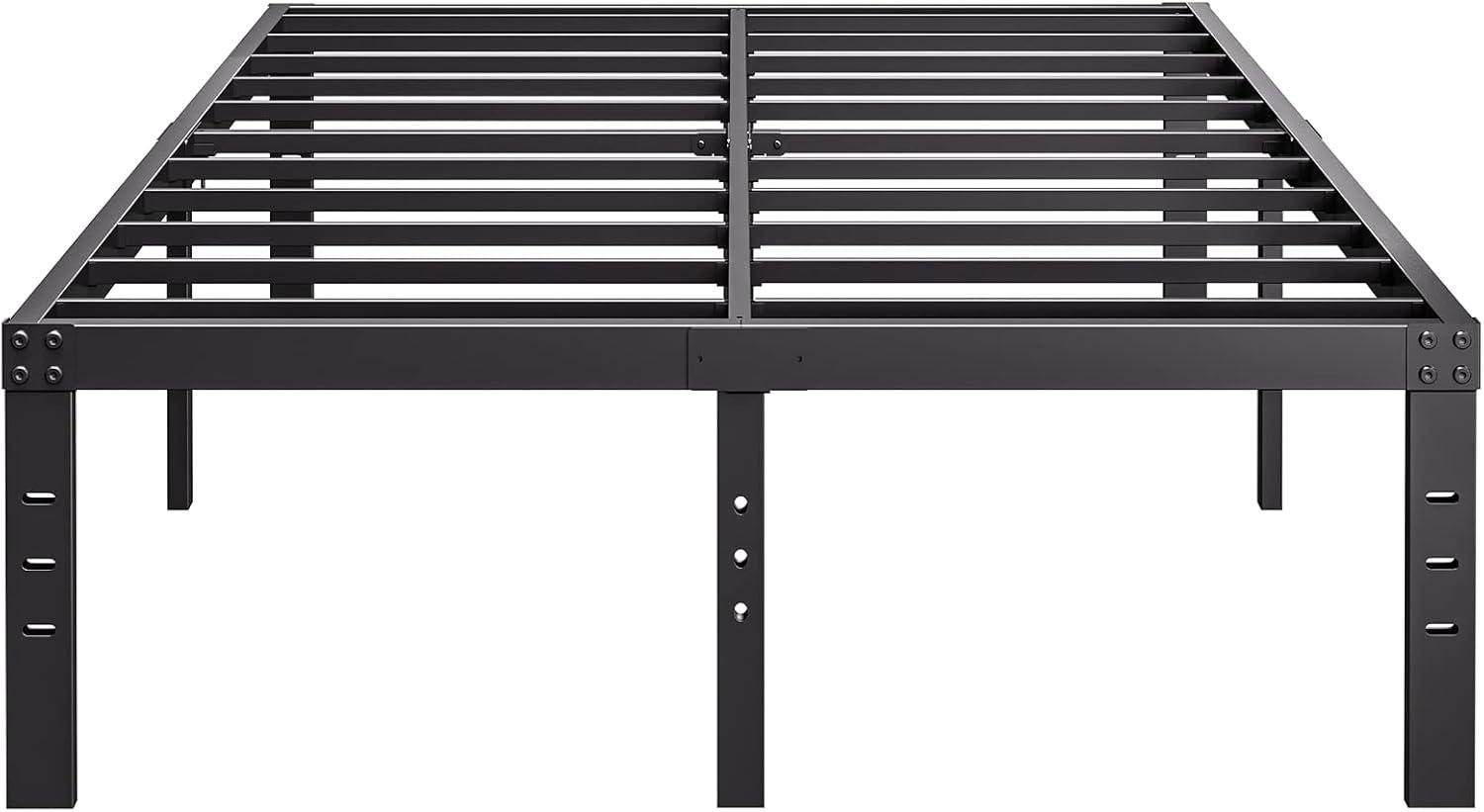 Black Steel King Size Platform Bed Frame with Under Bed Storage