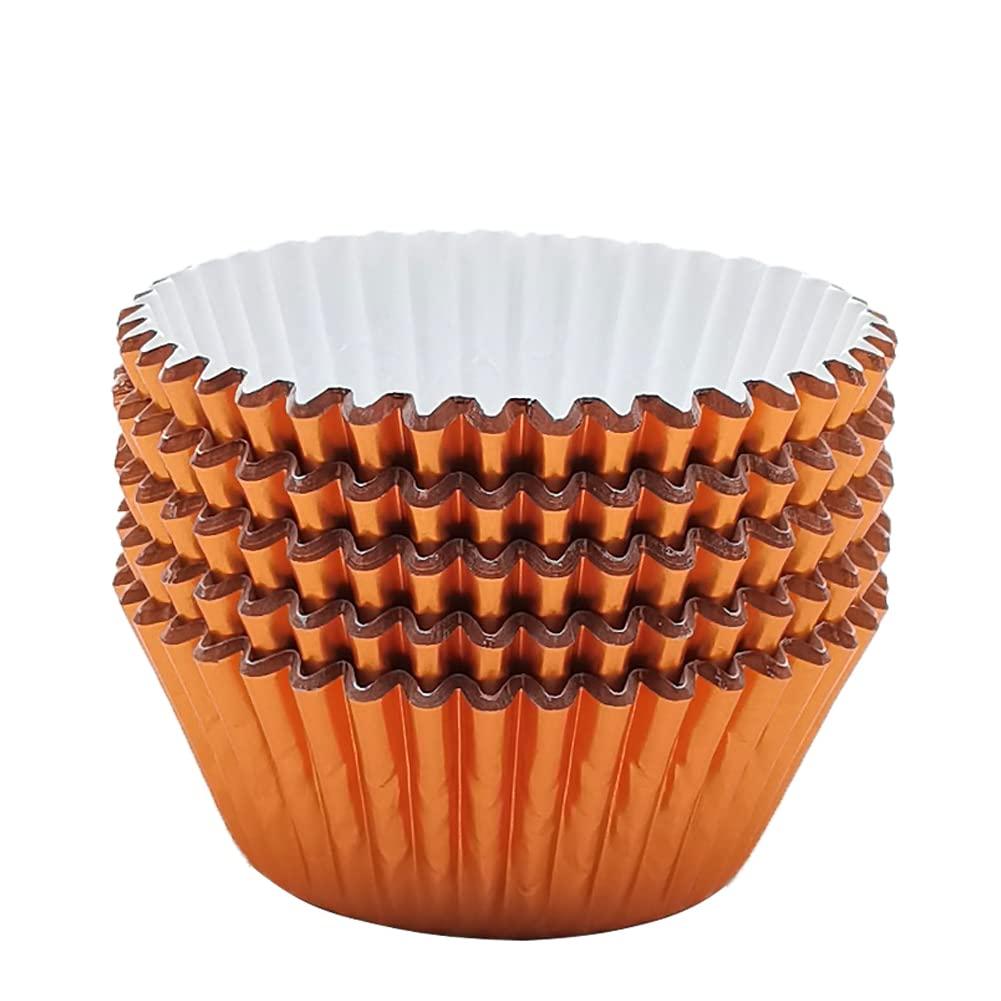 Mombake Standard Foil Orange Cupcake Liners Muffin Baking Cups for Party and More, 100-Count