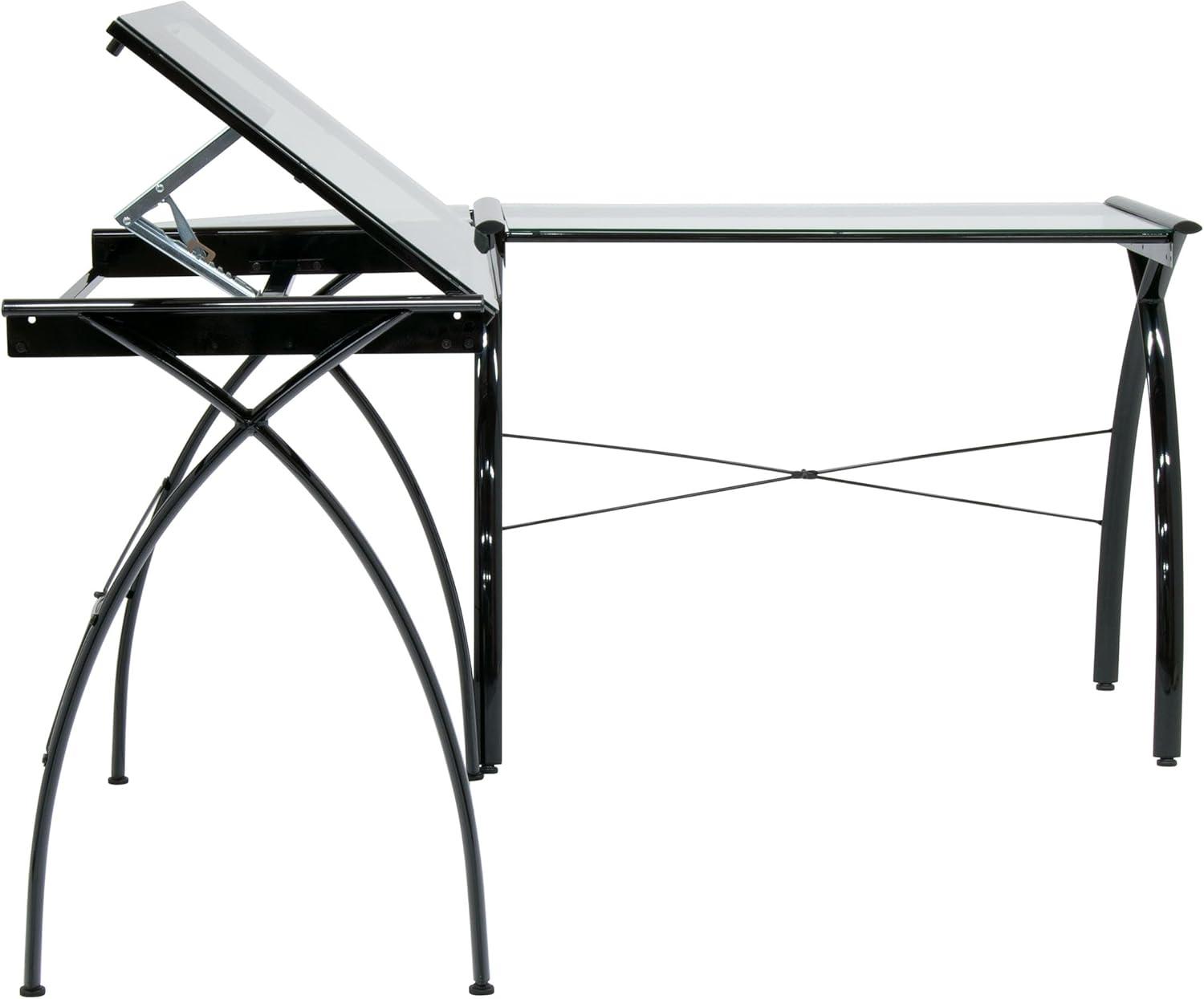 Inbox Zero Courson L-Shaped Glass Top Drafting Table