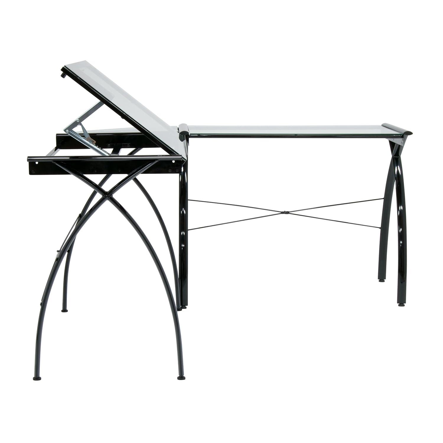 Inbox Zero Courson L-Shaped Glass Top Drafting Table
