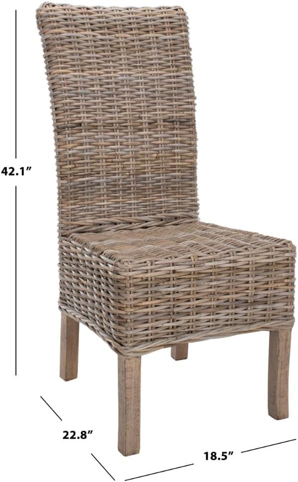 Quaker 19" H Rattan Side Chair (Set of 2) - FOX6521 - Natural Unfinished/Rustic Grey - Safavieh Couture