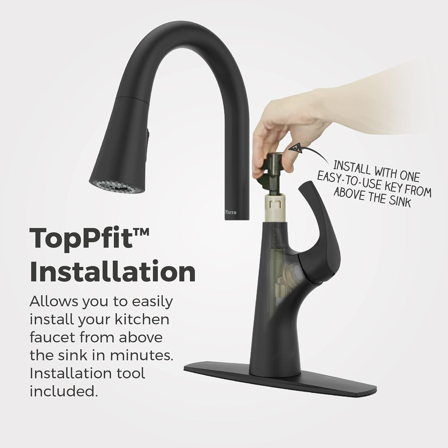 Talega Matte Black Pull-Down Kitchen Faucet with Spray