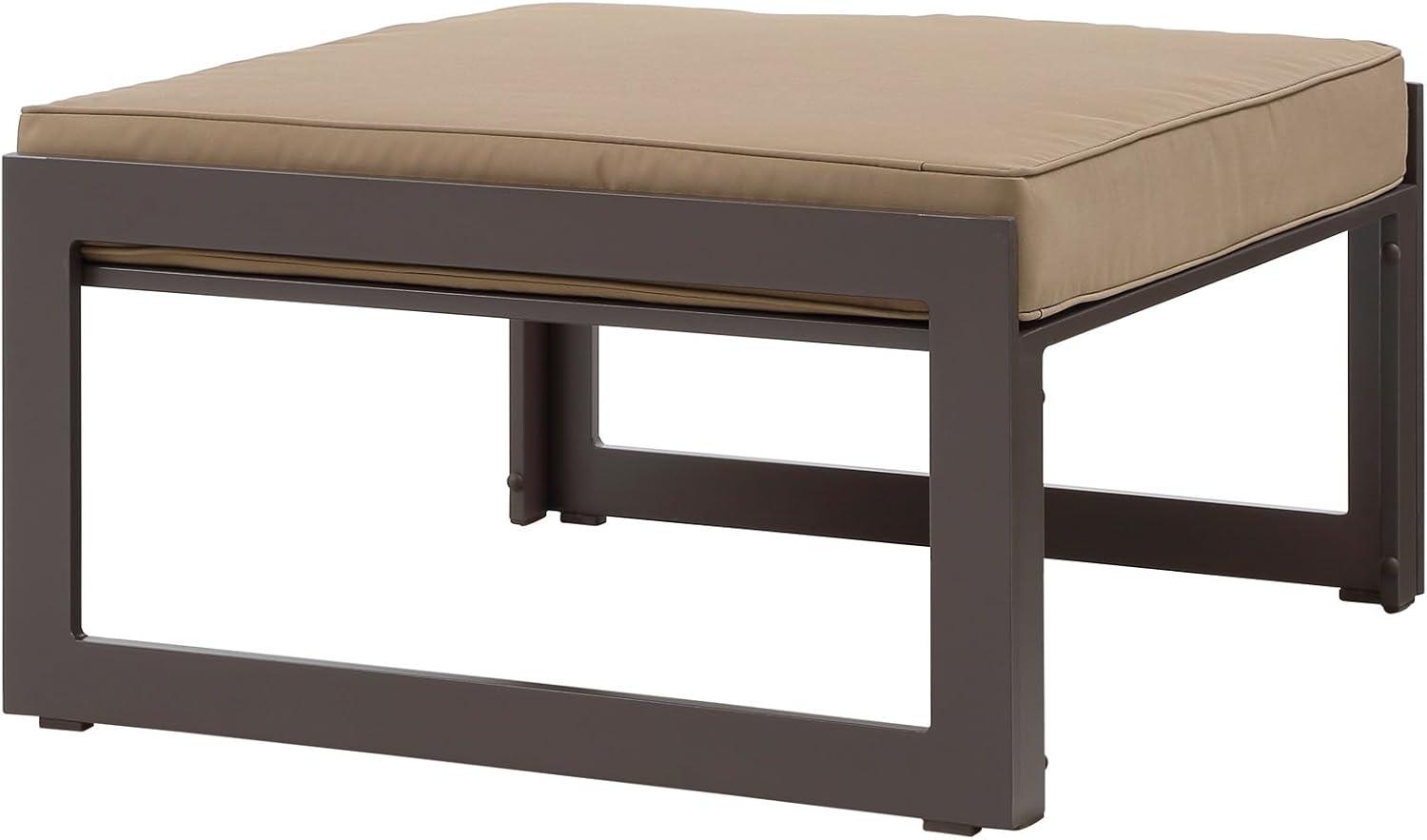 Modway Fortuna Modern Aluminum Patio Ottoman in Brown/Mocha Finish