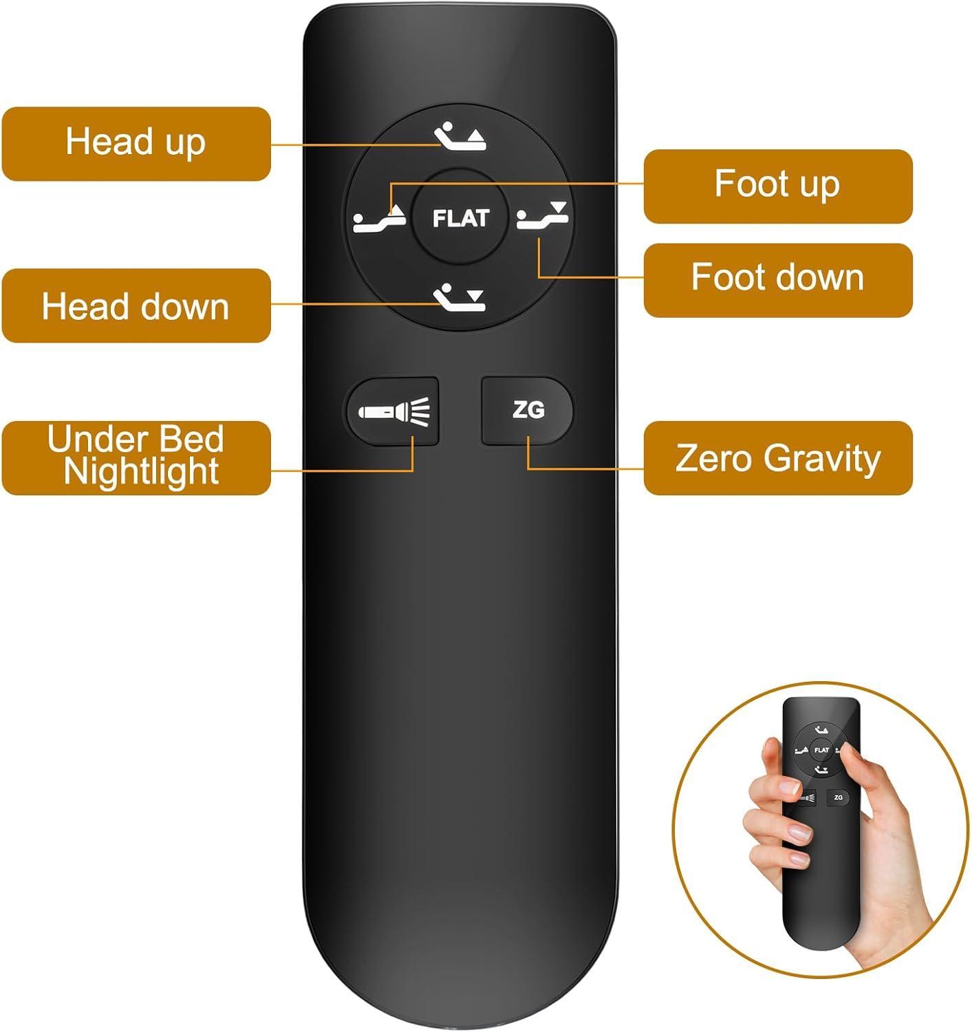 Donext Adjustable Bed Base, King Bed Frame, Independent Head and Foot Incline, Quiet Motor, Wireless Remote Control, Electric Bed Base, Black