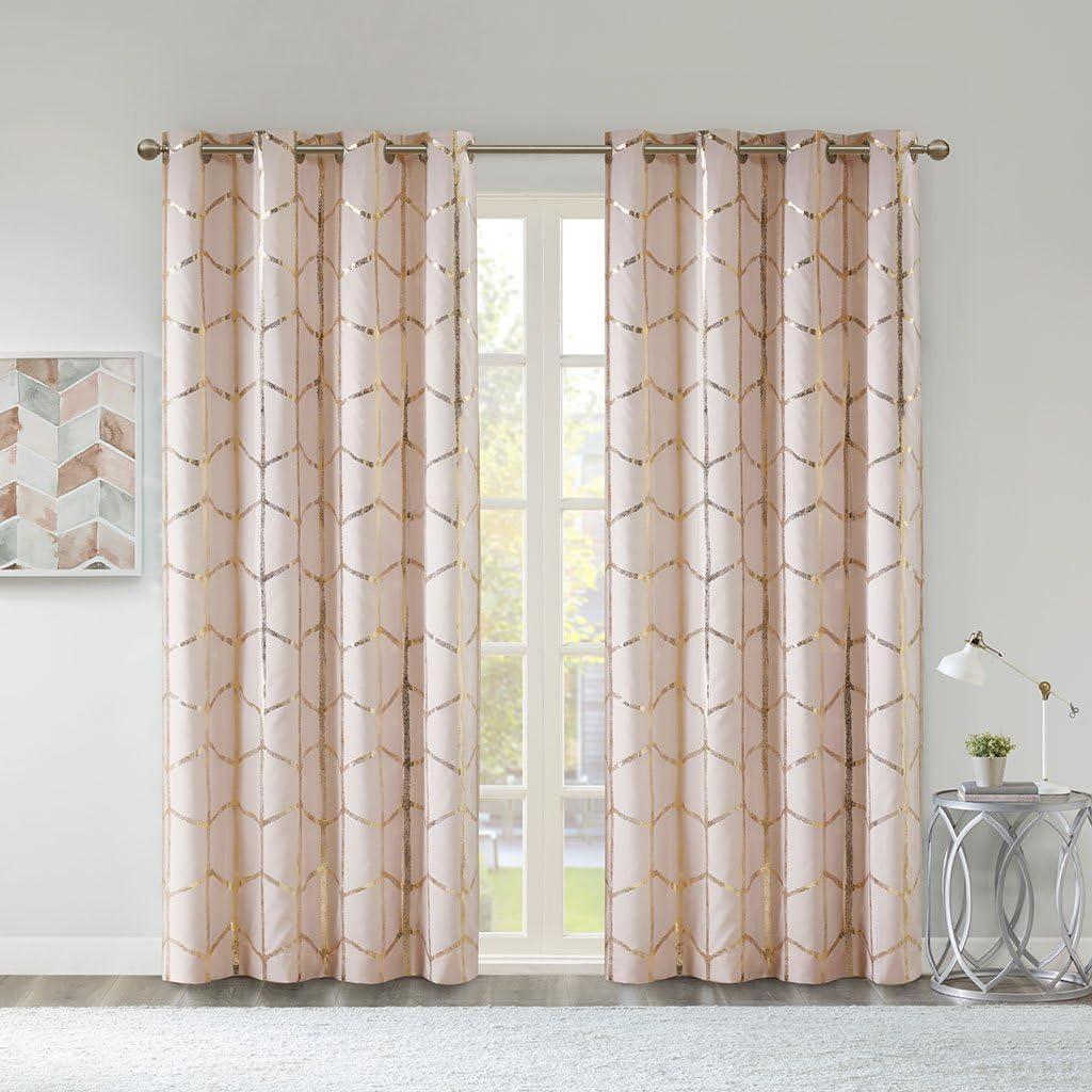 Intelligent Design Raina Geometric Total Blackout Grommet Single Curtain Panel