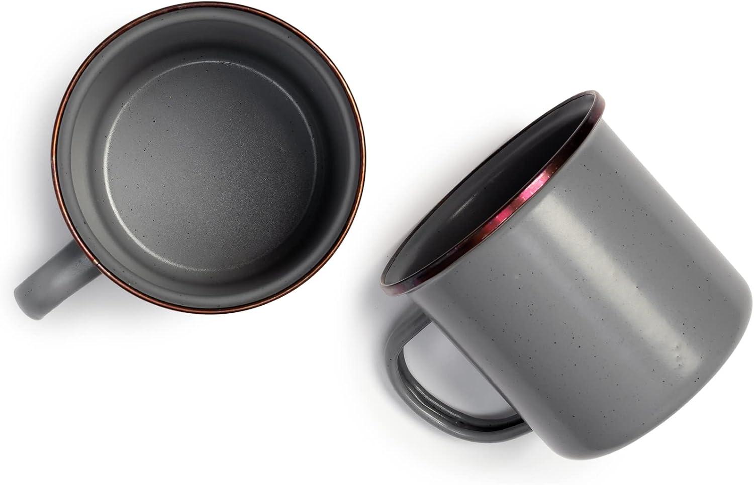 Barebones Enamelware Dining Collection - Slate Gray, Enamel Cup Set