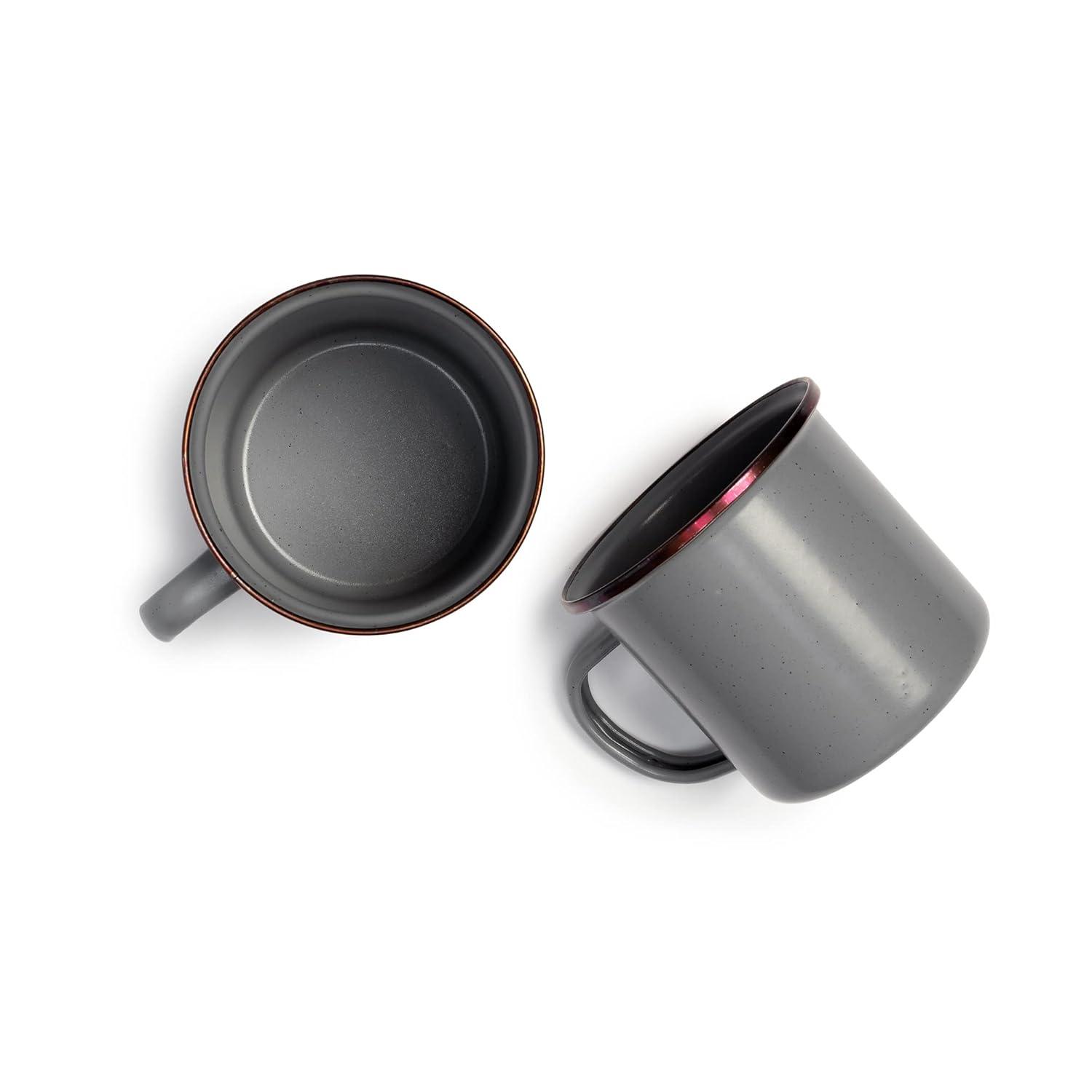 Barebones Enamelware Dining Collection - Slate Gray, Enamel Cup Set