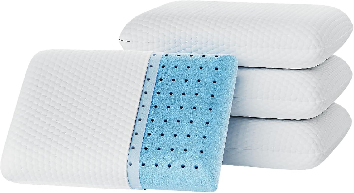 Standard White Memory Foam Cooling Bed Pillow Pack