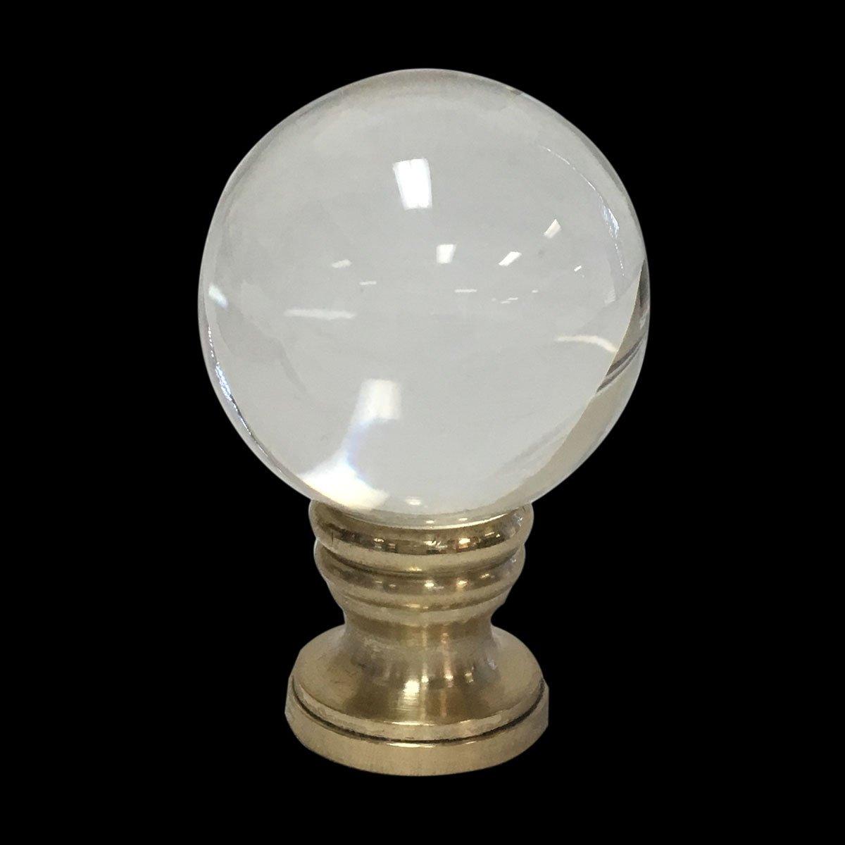 Royal Designs CCF-2016M-PB-2 Medium Clear Ball K9 Crystal Finial For Lamp Shade With Polished Brass Base, Set of 2