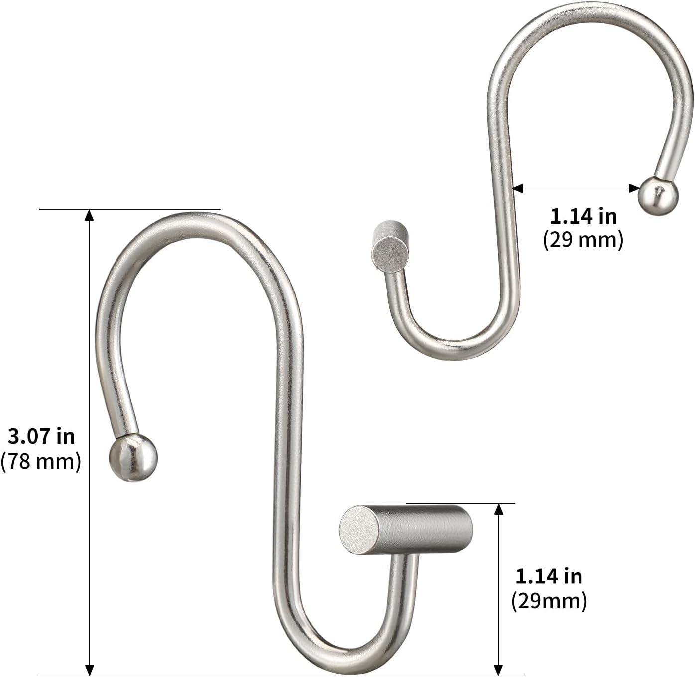 Nickel T-Bar Rustproof Shower Curtain Hooks Set of 12