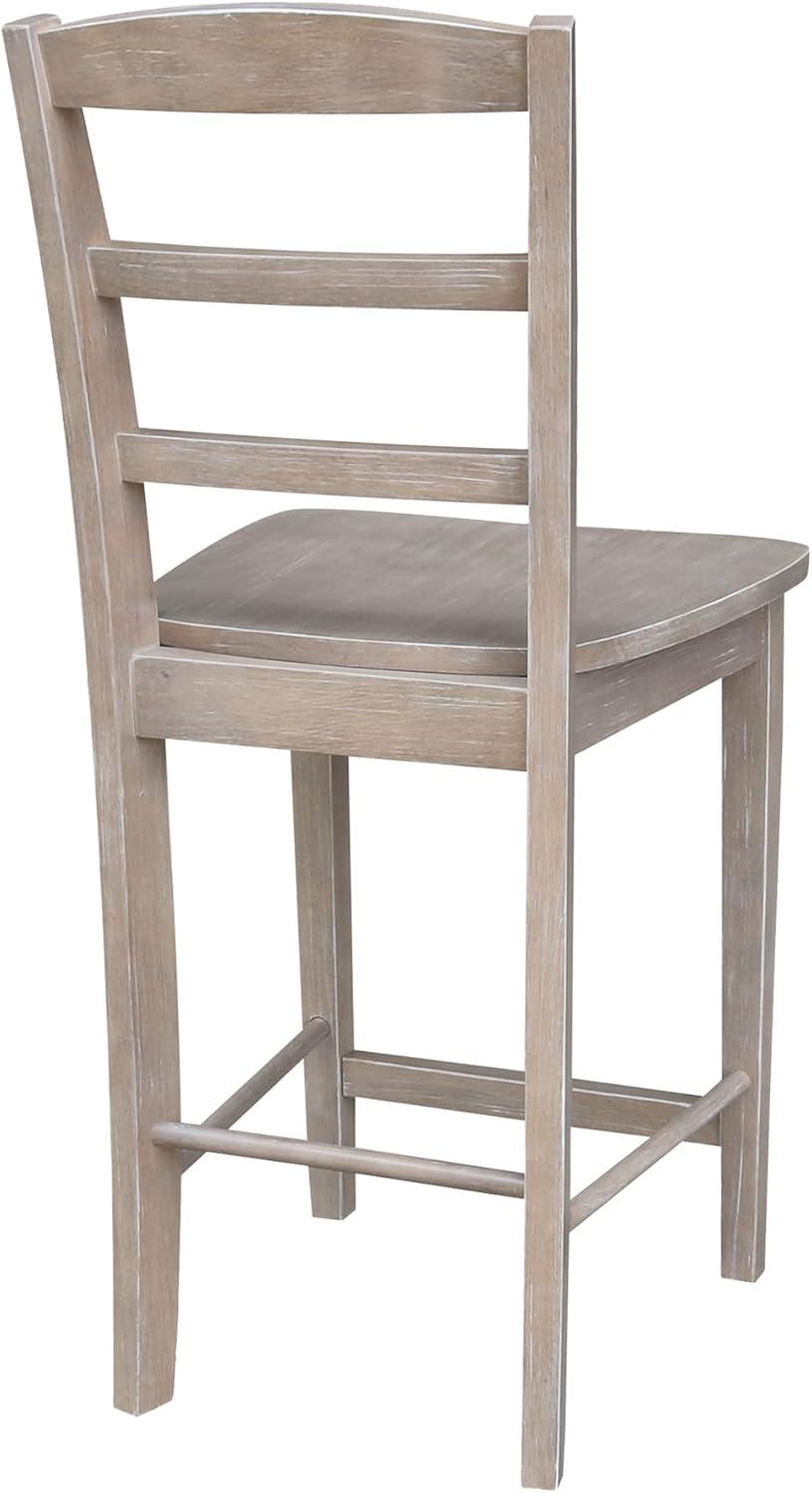 International Concepts 24" Madrid Counter Height Barstool Washed Gray/Taupe : Hardwood Ladder-Back, Spot Clean