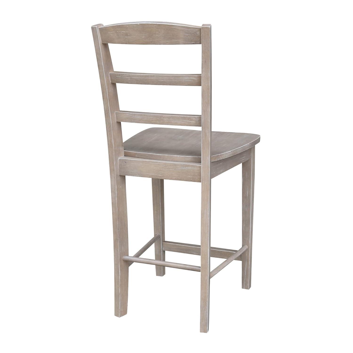 International Concepts 24" Madrid Counter Height Barstool Washed Gray/Taupe : Hardwood Ladder-Back, Spot Clean