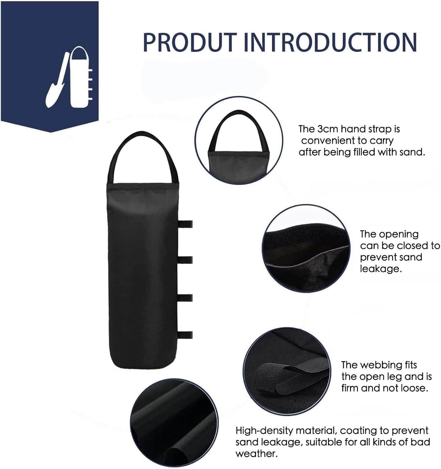 Black Polyester Canopy Weight Bags with Velcro Straps