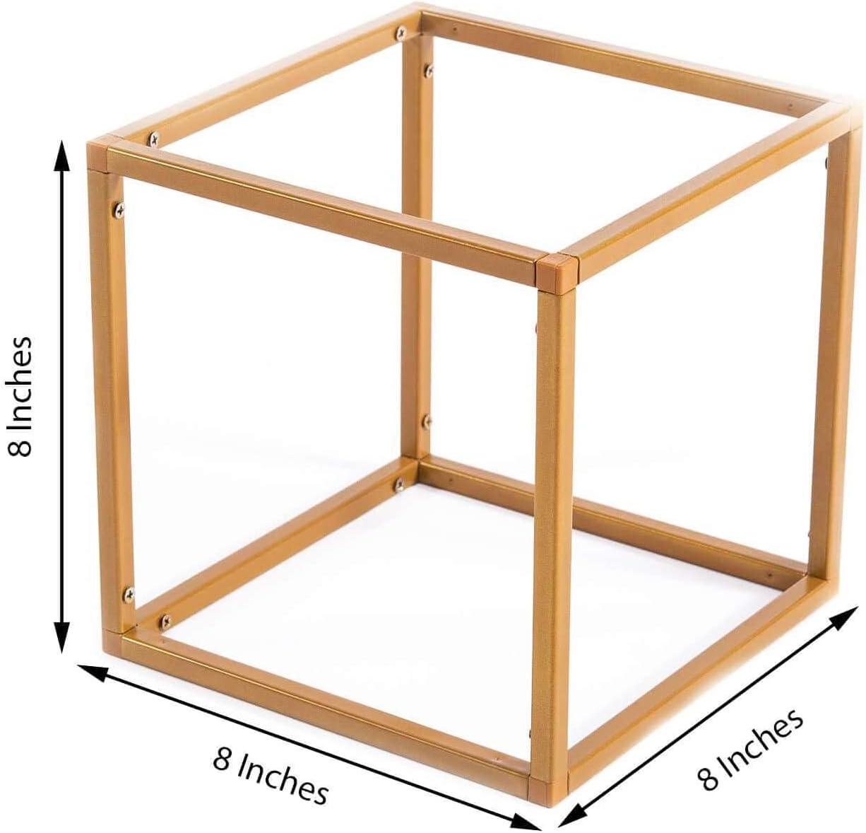 Efavormart 2 Pack 8" Square Gold Wedding Flower Stand Metal Column Stand Geometric Cube Vase