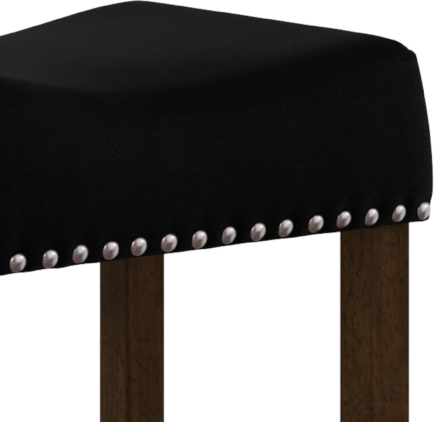 23" Saddle Style Backless Counter Stool with Black Fabric and Dark Brown Wood