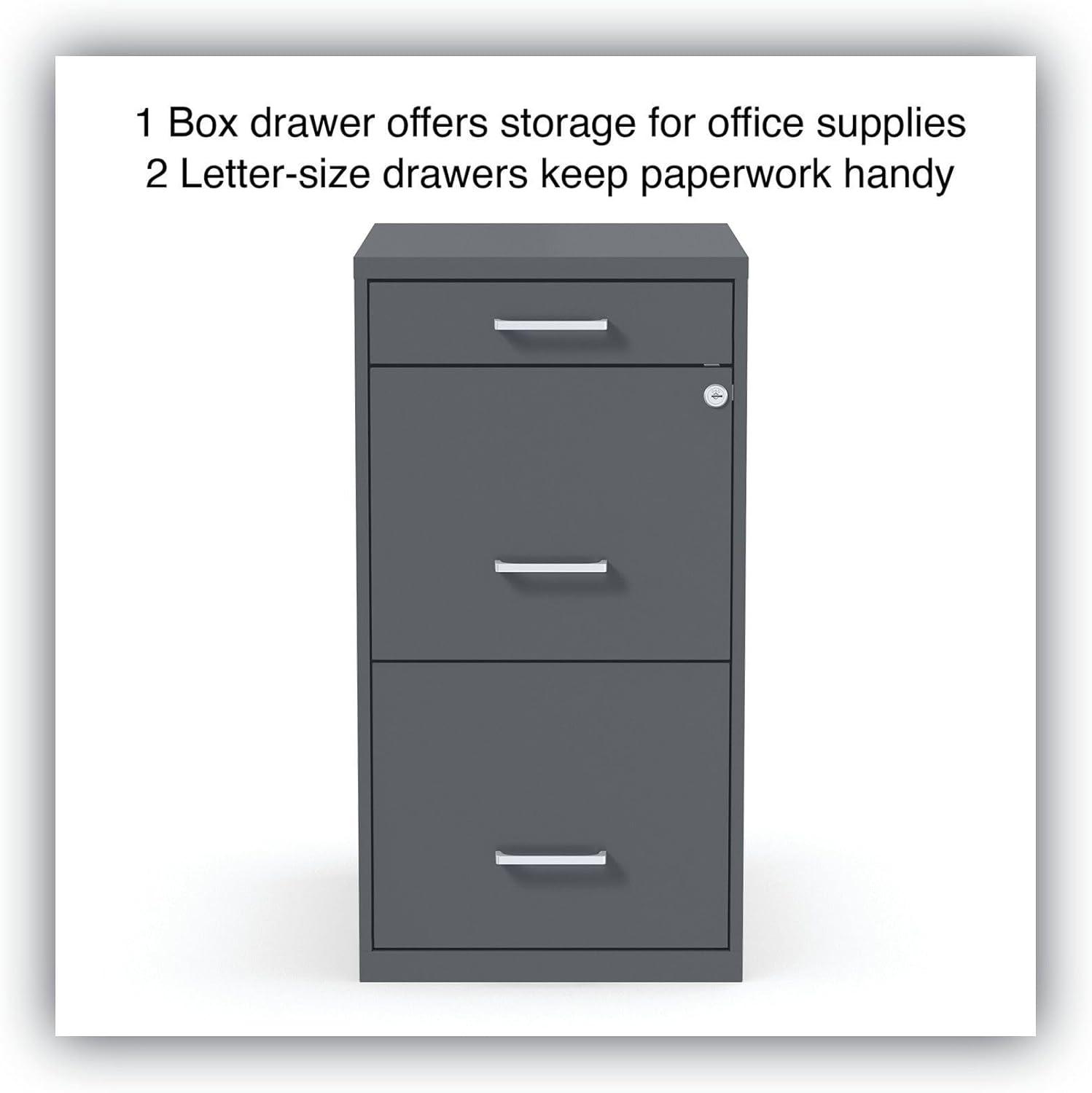 Alera Soho Vertical File Cabinet, 3 Drawers: Pencil/File/File, Letter, Charcoal, 14" x 18" x 26.9"