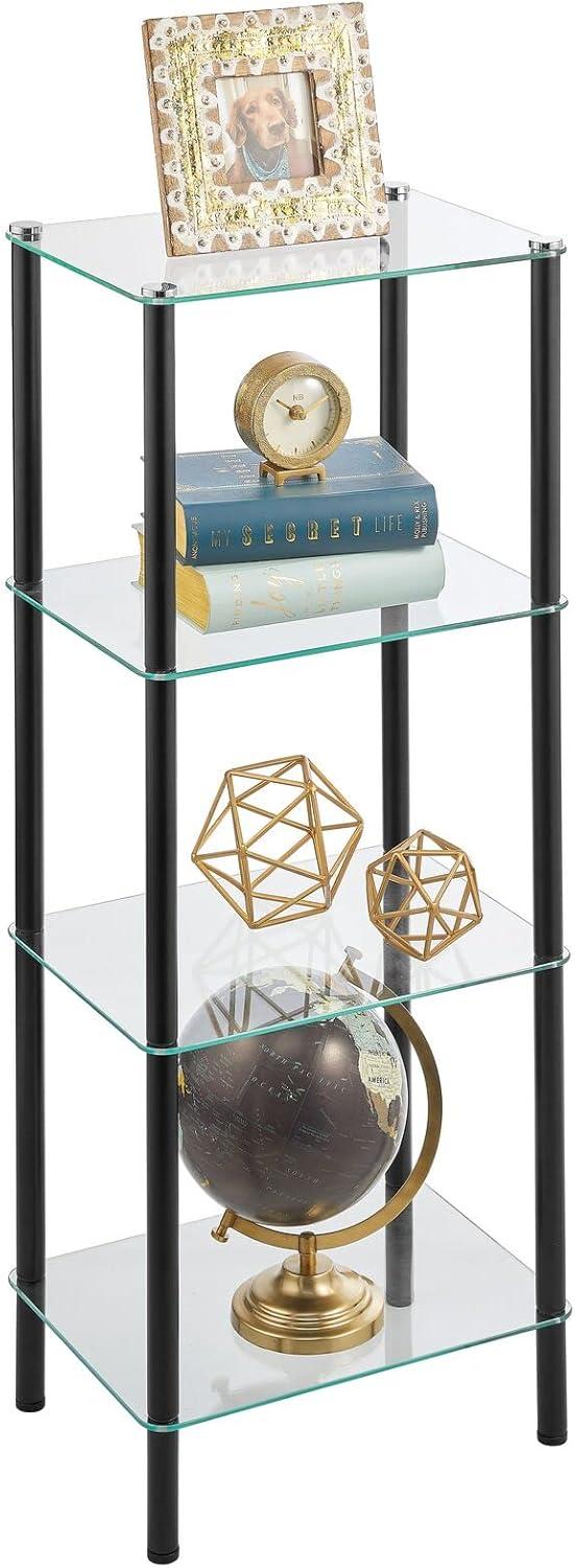 mDesign 4-Tier Glass/Metal Standing Shelf Organizer Display Unit