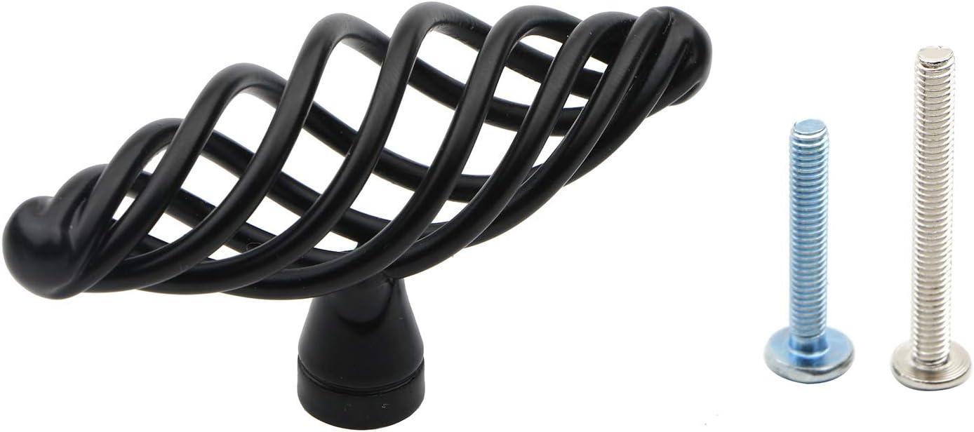 6 Pack Muted Black Birdcage Nest Twist Cabinet Wardrobe Door Handle Drawer Cupboard Kitchen Dresser Pull Single Hole