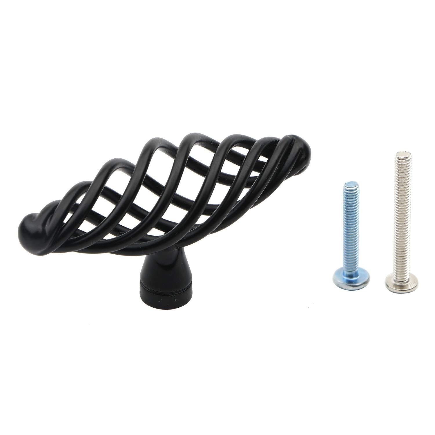 6 Pack Muted Black Birdcage Nest Twist Cabinet Wardrobe Door Handle Drawer Cupboard Kitchen Dresser Pull Single Hole
