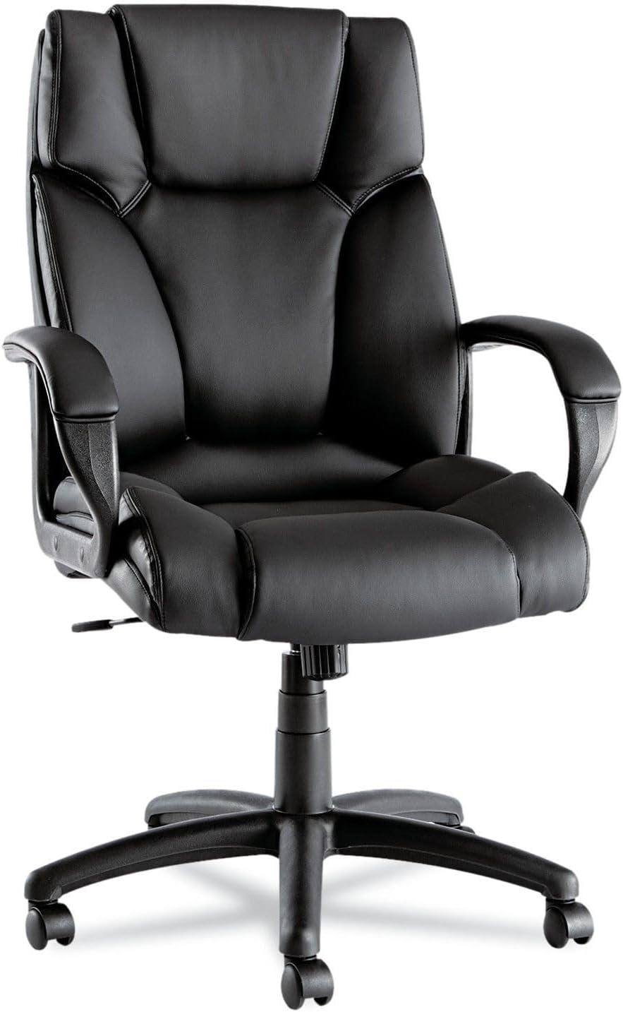 Black Leather High-Back Swivel Executive Office Chair