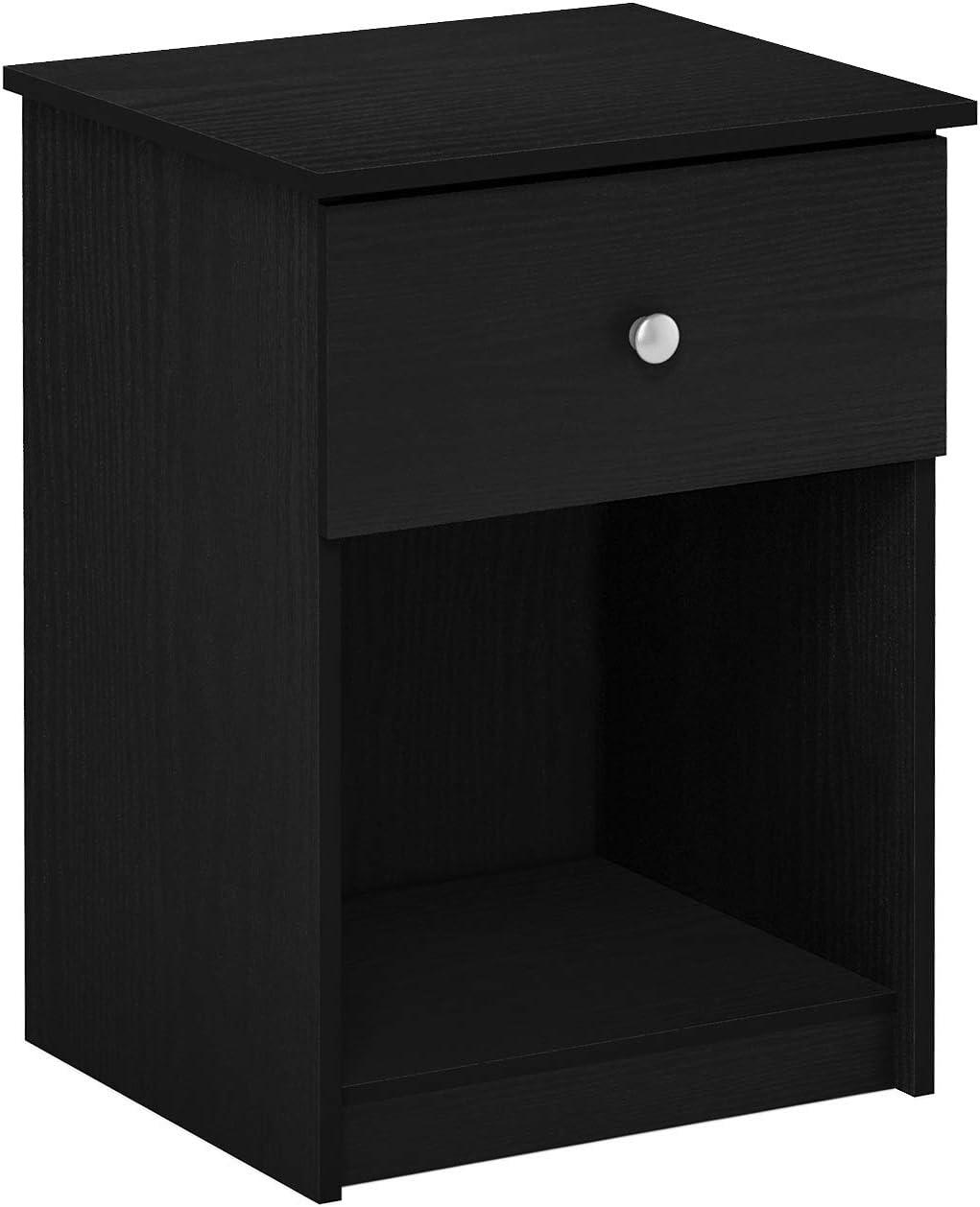 Black Oak Transitional Nightstand with 1 Drawer