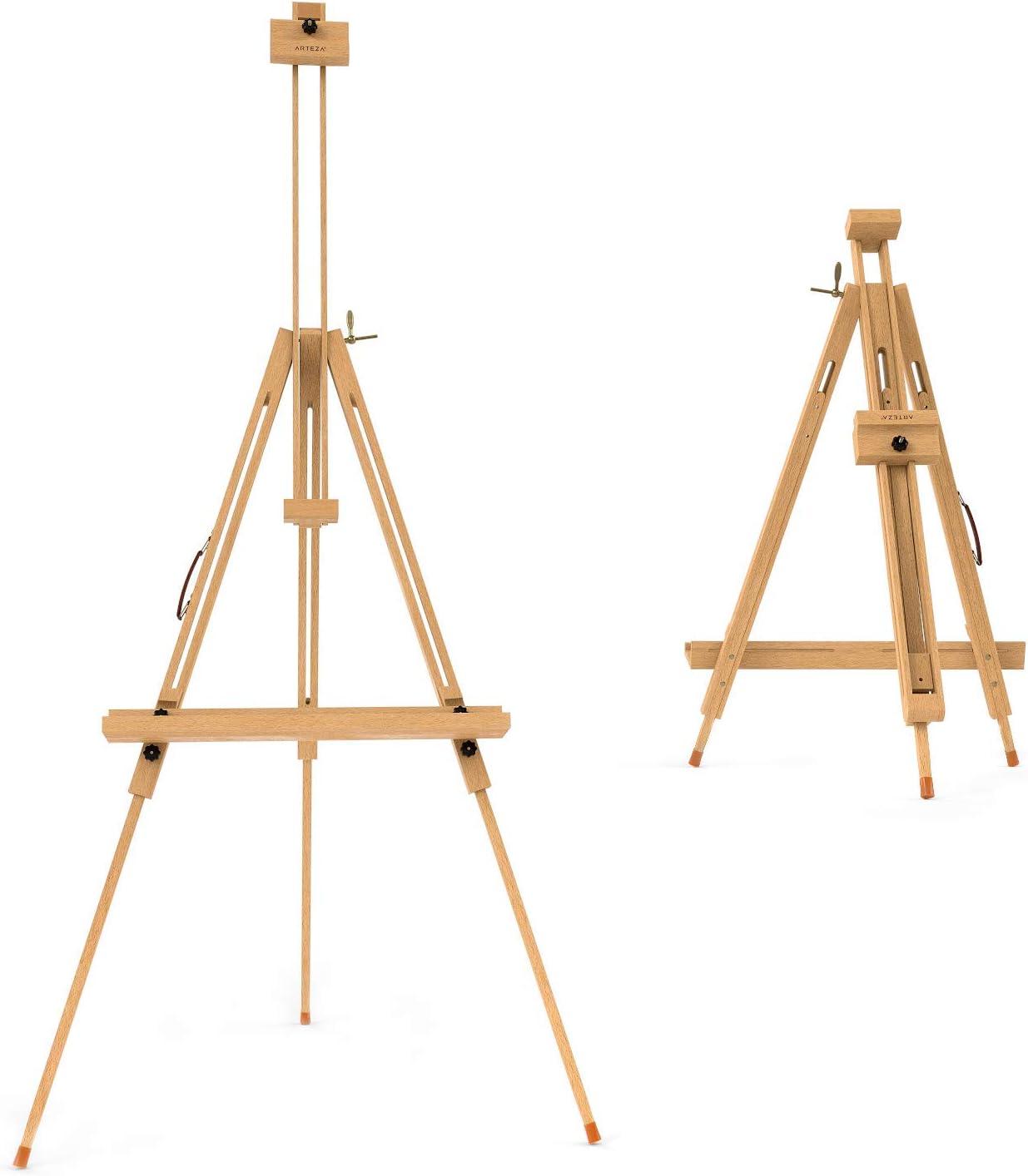 Easel Stand 37.4x39.4x78.3", Tripod Beechwood Display Stand with Steel Fittings for Painting & Displaying Artwork