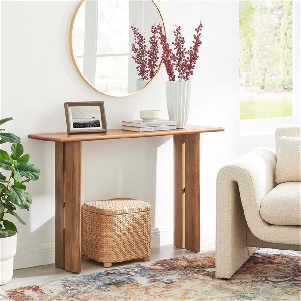 Amistad 46" Walnut Solid Wood Modern Farmhouse Console Table