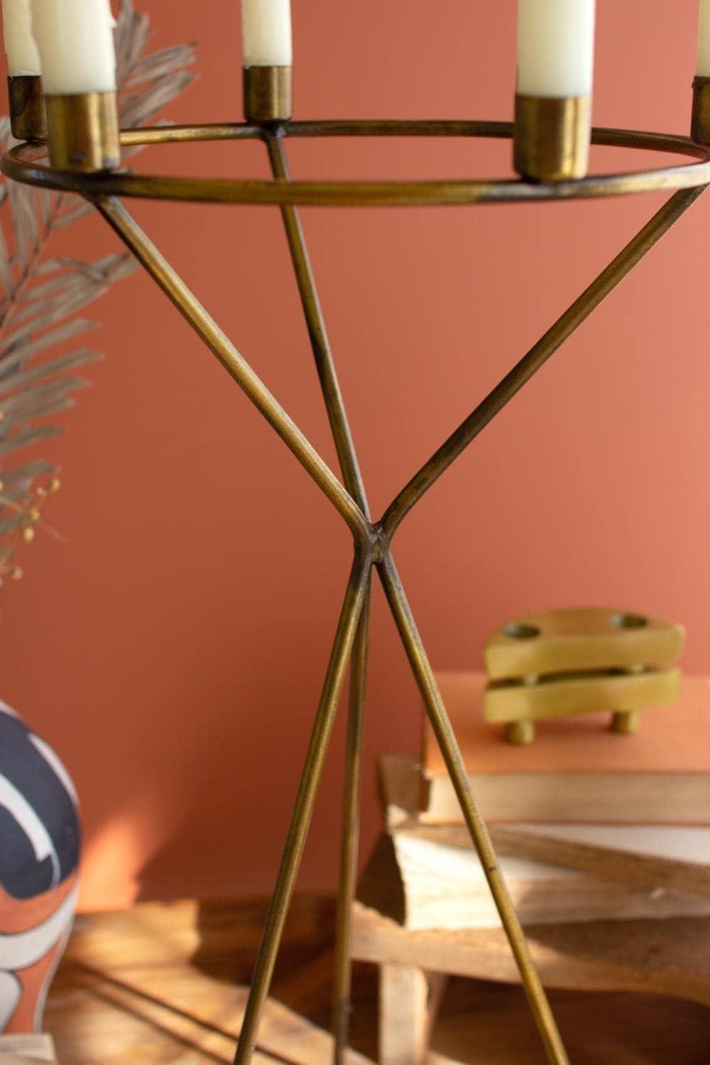 Tripod Stand Brass Tabletop Candelabra with 6 Taper Candle Holders