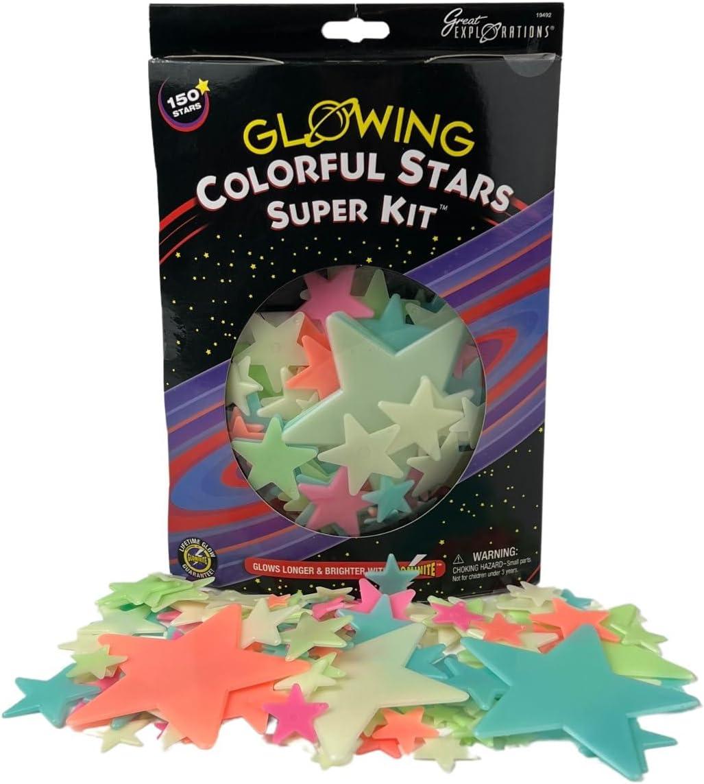 Glowing Colorful Stars Super Kit with Adhesive Putty