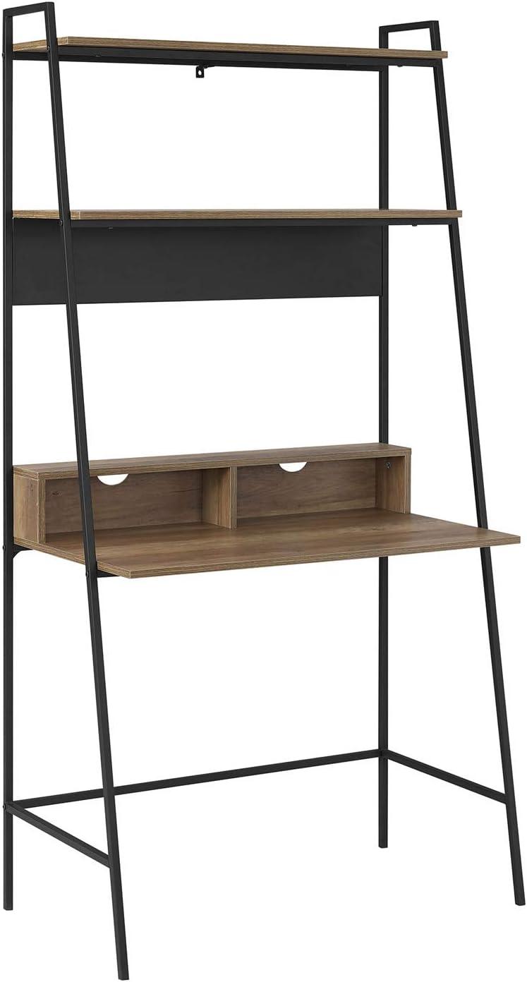 Walker Edison Freya Urban Industrial Ladder Desk with Metal Magnet Board, 36 Inch, Rustic Oak