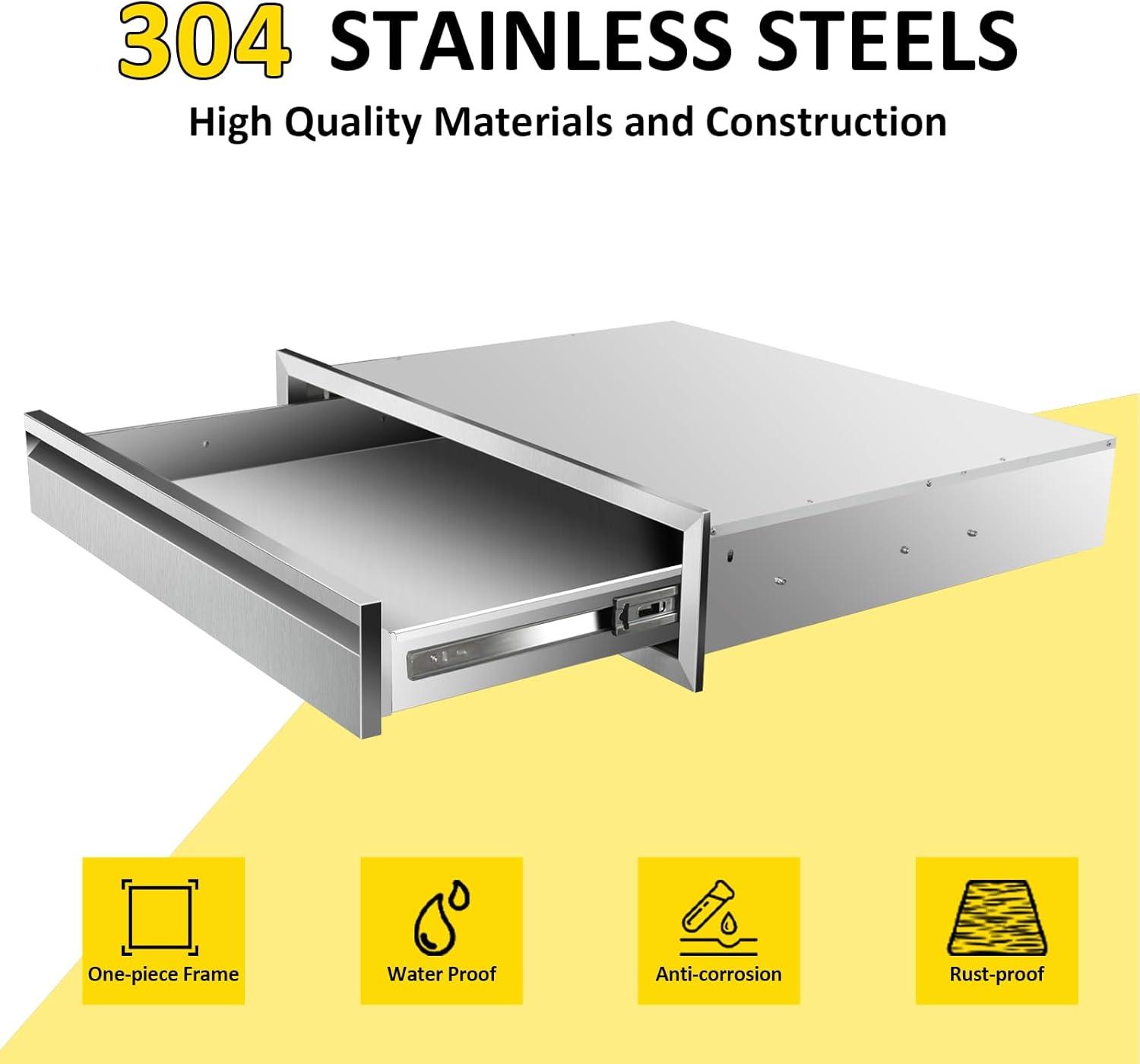 24" Stainless Steel Single BBQ Drawer for Outdoor Kitchen