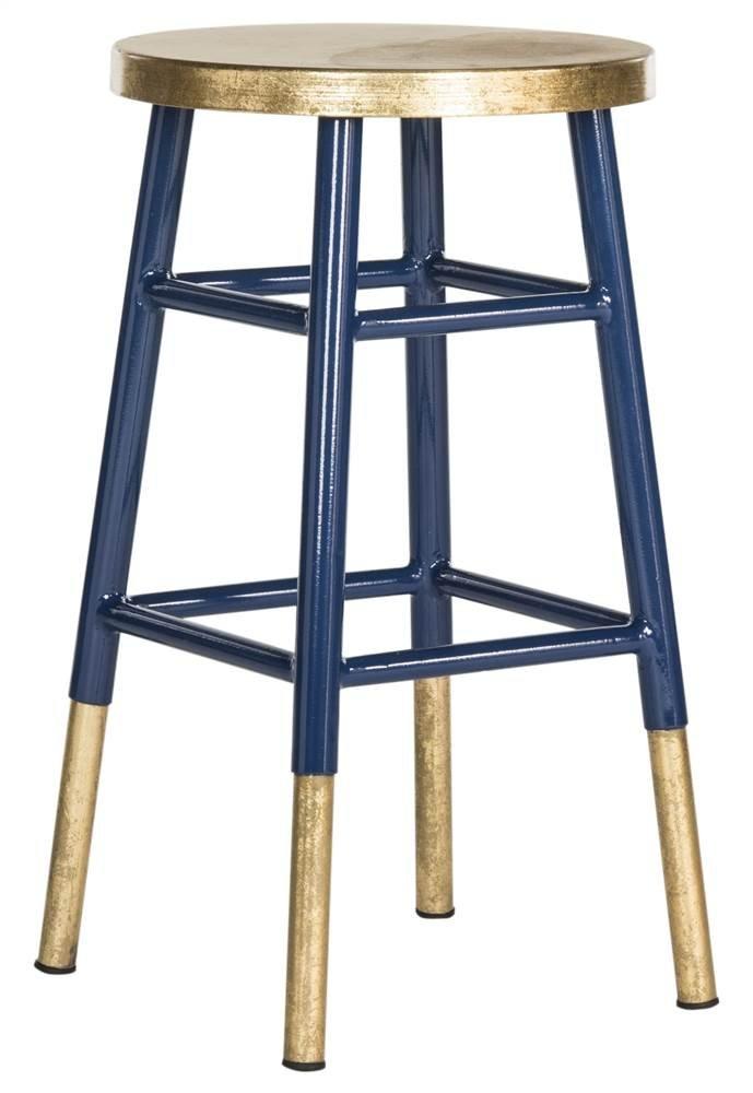 Emery Dipped Gold Leaf Counter Stool - FOX3231 - Navy/Gold - Safavieh Couture