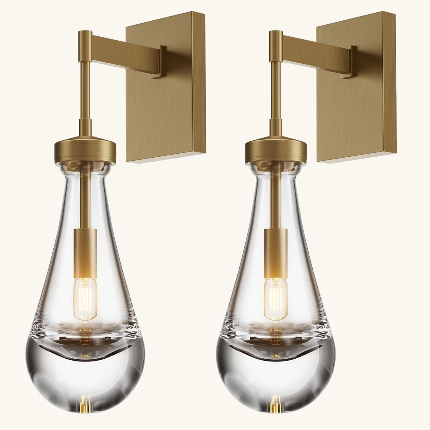 17 Stories Raindrop Thick Crystal Arm Wall Sconce (Set of 2)