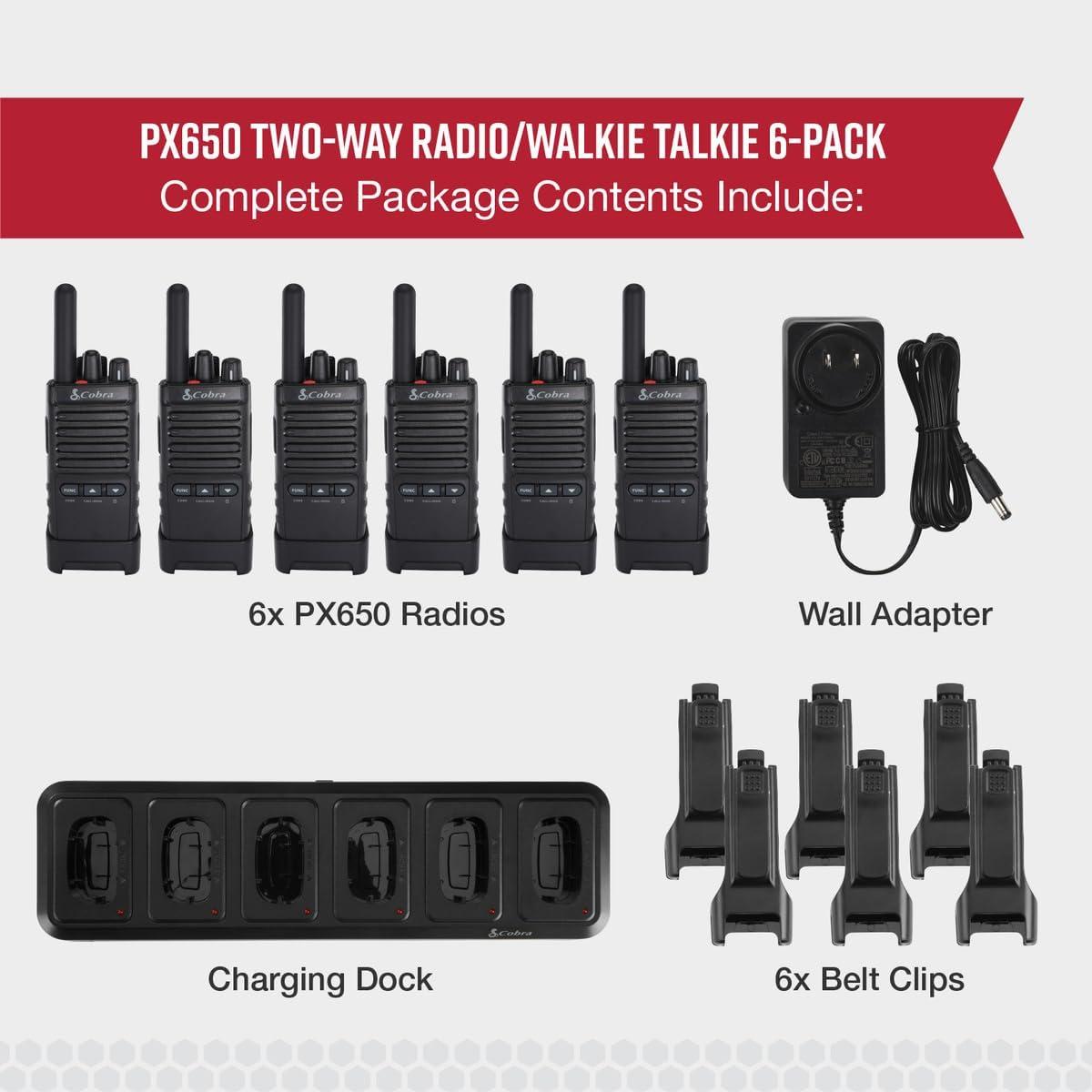 Cobra PX650 Pro Business 42-Mile-Range 2-Way Radios (6 Pack) in Black