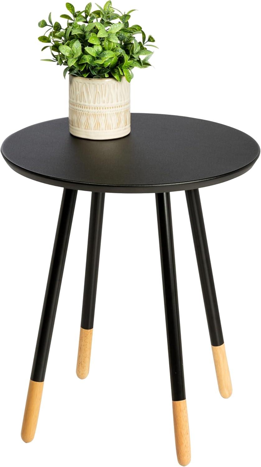 Modern Round Black and Natural Composite End Table