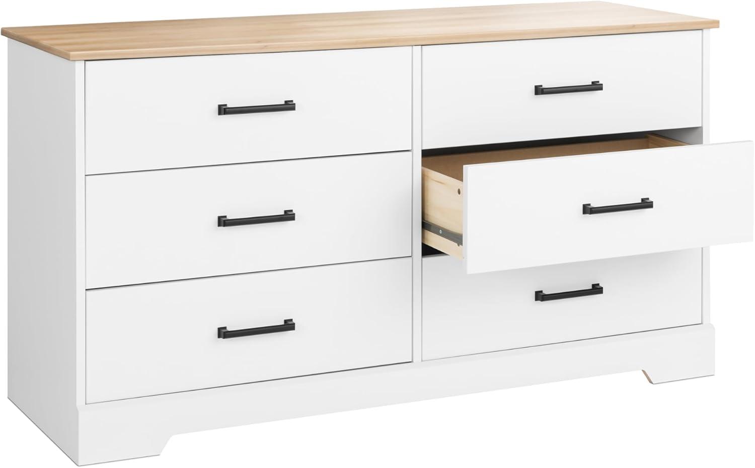 Prepac Rustic Ridge Farmhouse 6 Drawer Bedroom Dresser White/Oak
